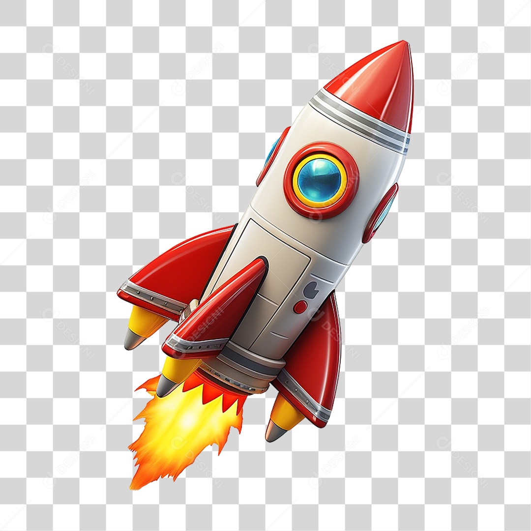 Elemento 3D Foguete PNG Transparente