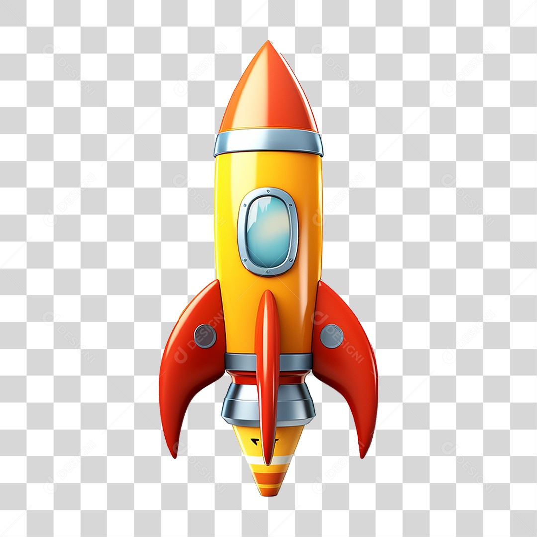 Elemento 3D Foguete PNG Transparente