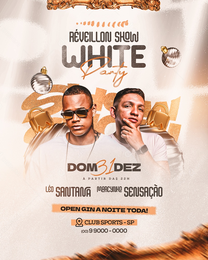Flyer Story Réveillon Show White Party Social Media PSD Editável