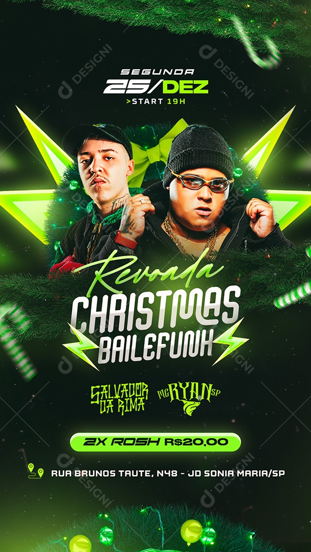 Flyer Story Revoada Christmas Baile Funk Social Media PSD Editável