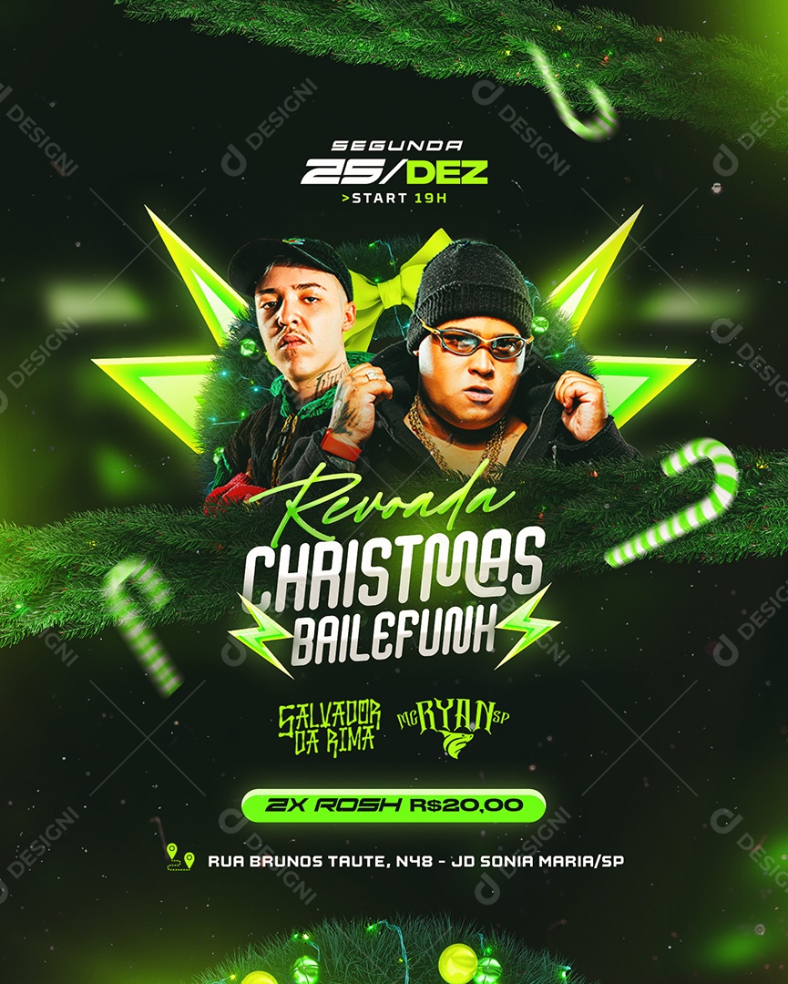 Flyer Feed Revoada Christmas Baile Funk Social Media PSD Editável