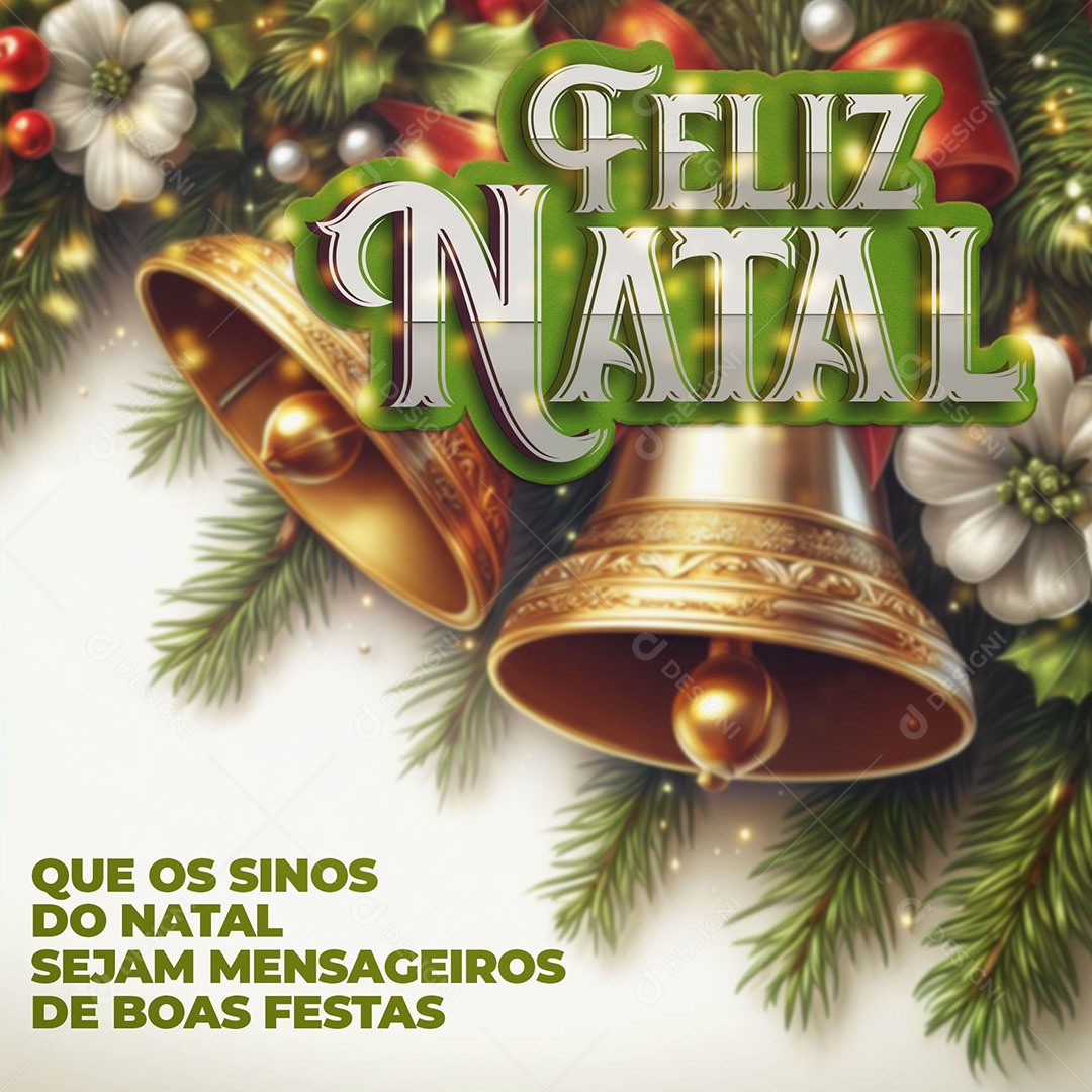 Feliz Natal que os Sinos Sejam Mensageiros de Boas Festa Social Media PSD Editável