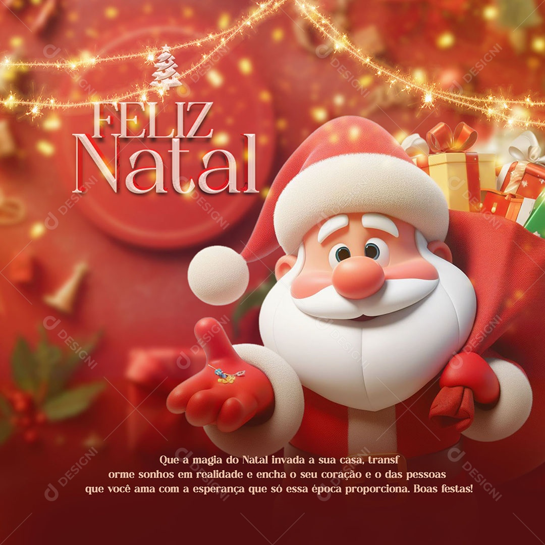 Feliz Natal que a Magia Invada a sua Casa Transforme Sonhos em Realidade Social Media PSD Editável