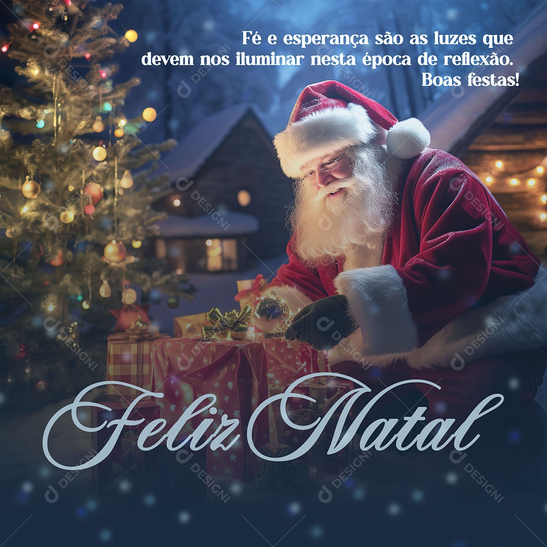 Feliz Natal Fé Esperança são as Luzes que Deve nos Iluminar Nesta Época de Reflexão Social Media PSD Editável