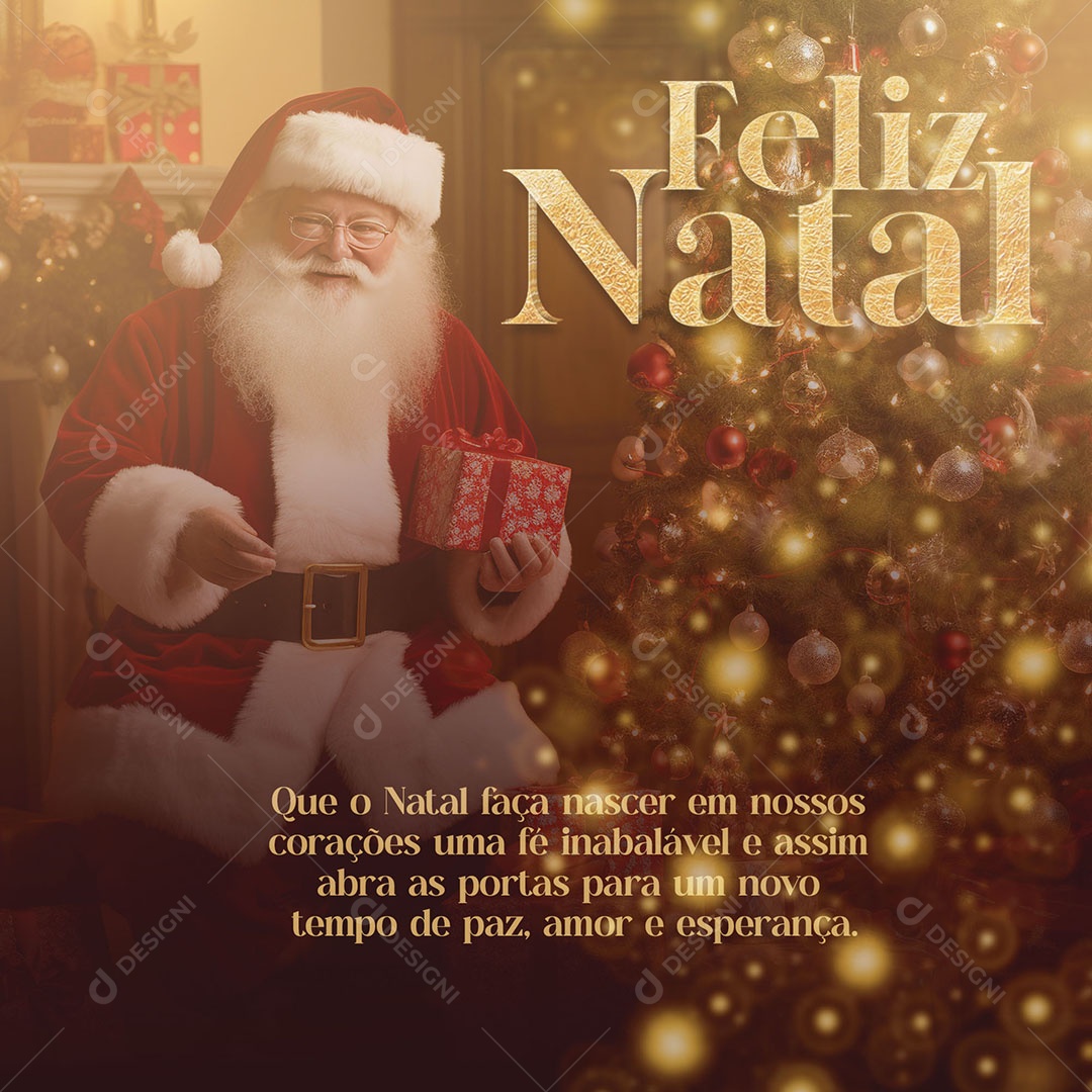 Feliz Natal que Faça Nascer em Nossos Corações uma Fé Inabalável Social Media PSD Editável