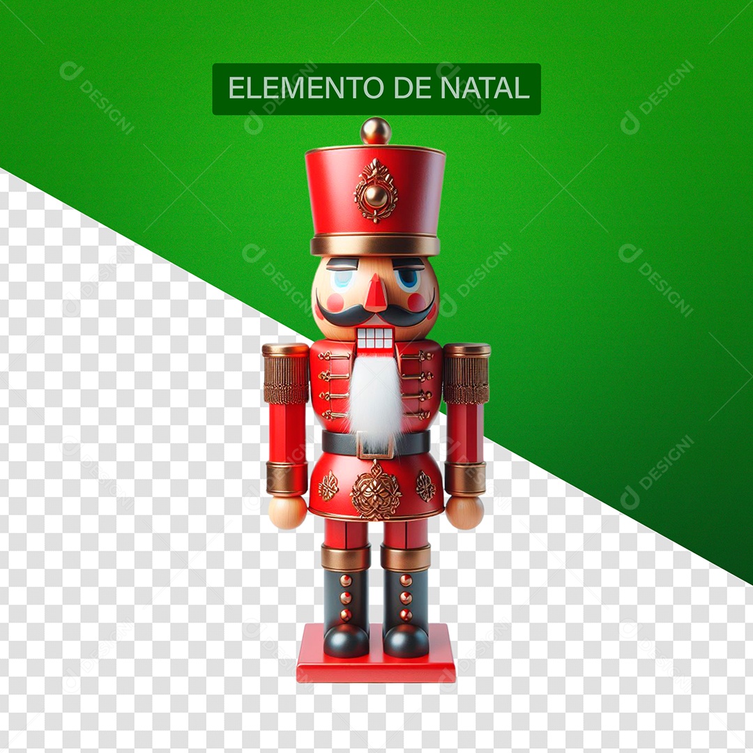 Quebra-nozes Enfeite de Natal Elemento 3D Vermelho para Composição PSD