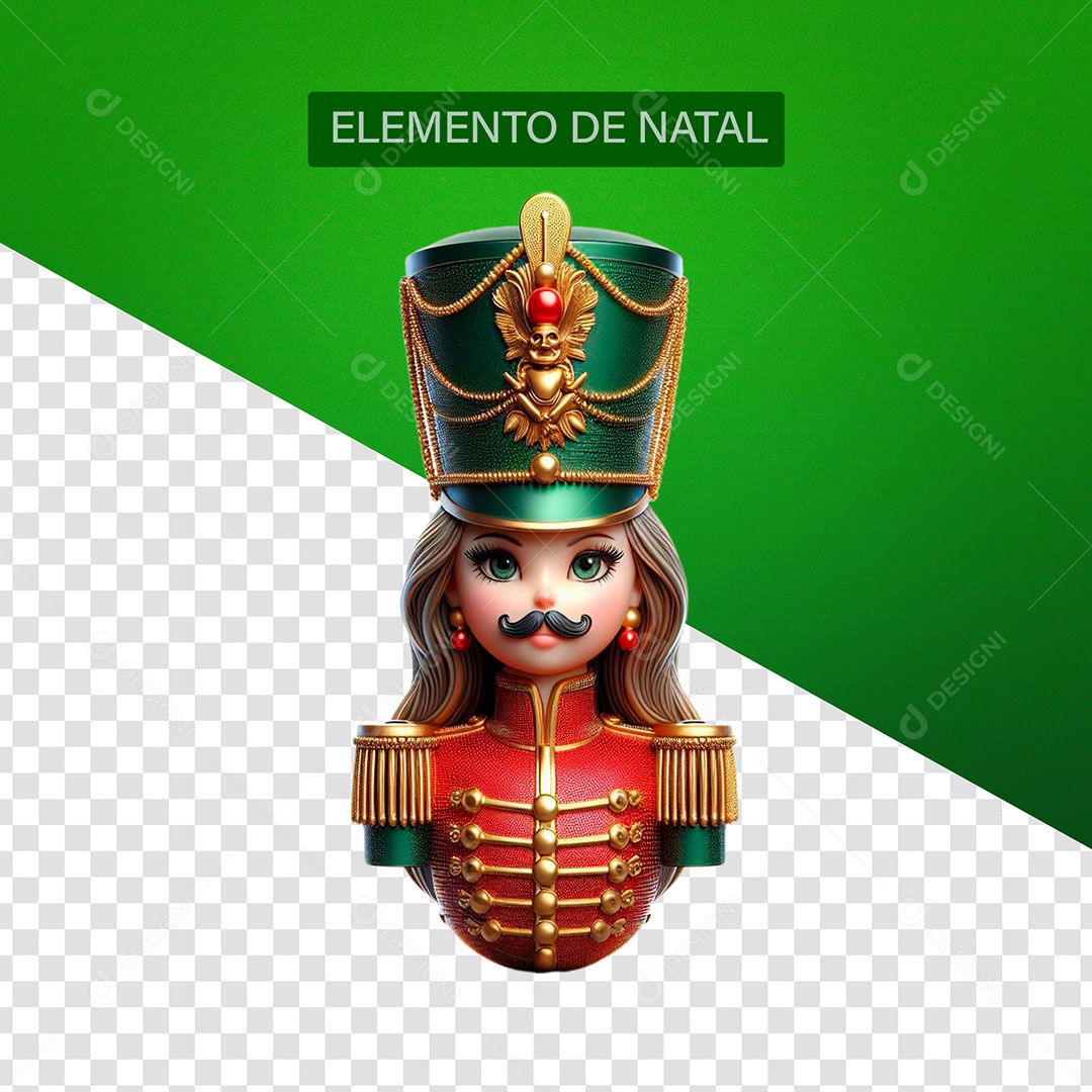 Boneca Quebra-nozes Enfeite de Natal Elemento 3D para Composição PSD