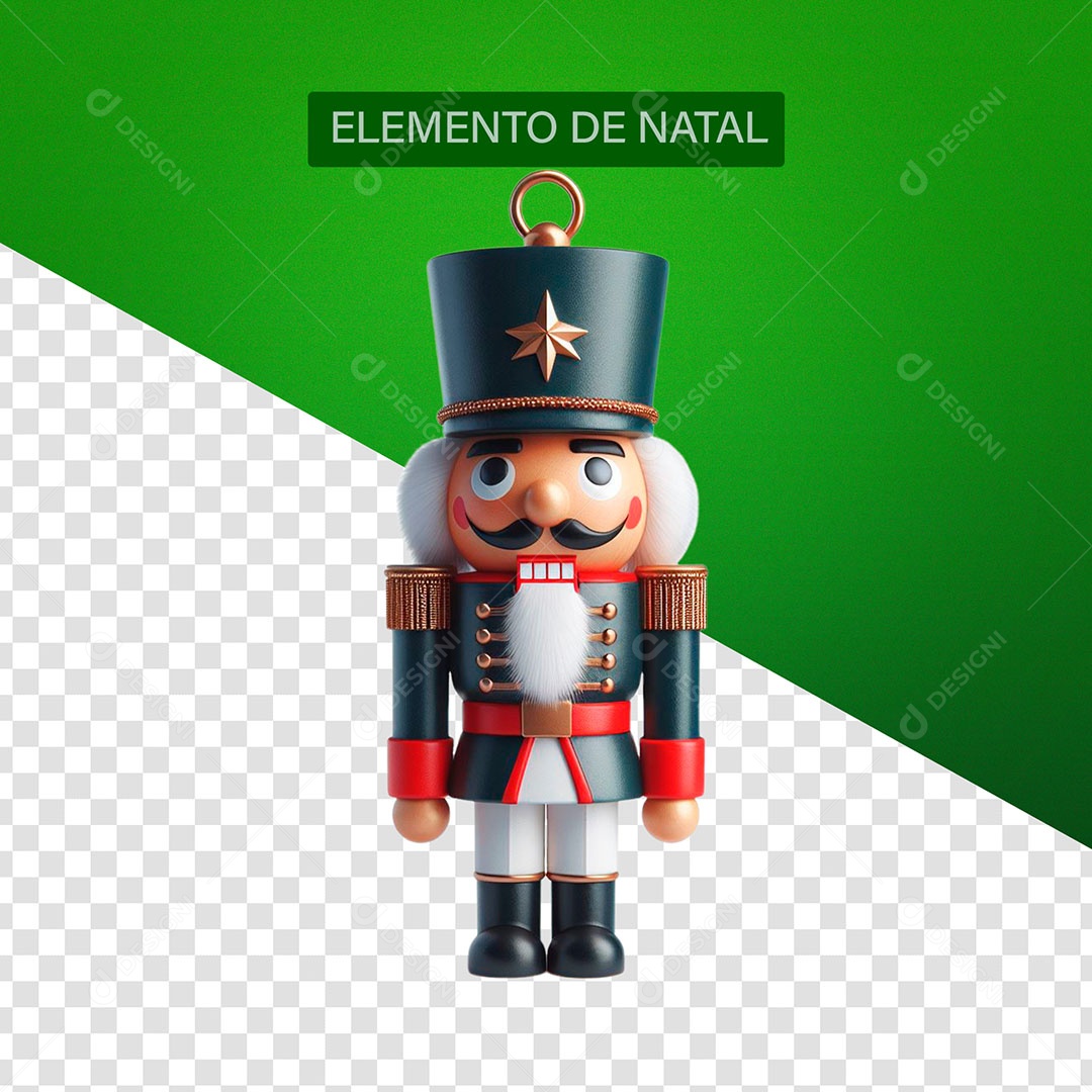 Quebra-nozes Enfeite de Natal Elemento 3D para Composição PSD