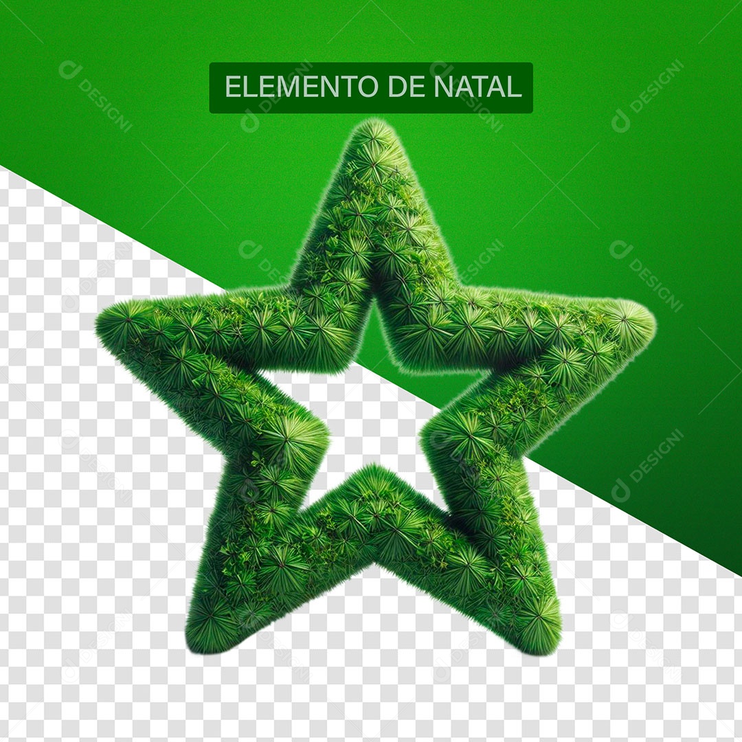 Guirlanda Estrela Verde de Natal Elemento 3D Para Composição PSD