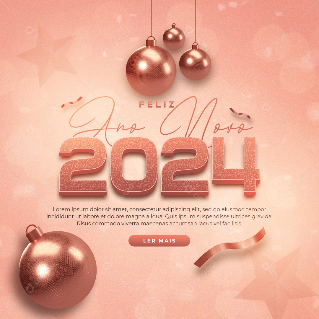 Social Media Feed Feliz Ano Novo 2024 PSD Editável