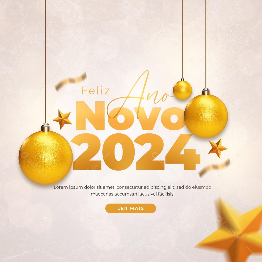 Social Media Feed Feliz Ano Novo 2024 PSD Editável