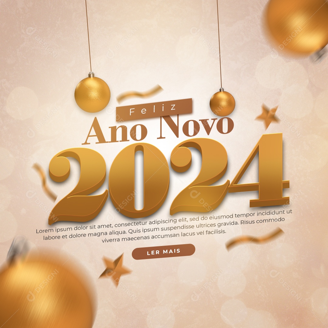 Social Media Feed Feliz Ano Novo 2024 PSD Editável
