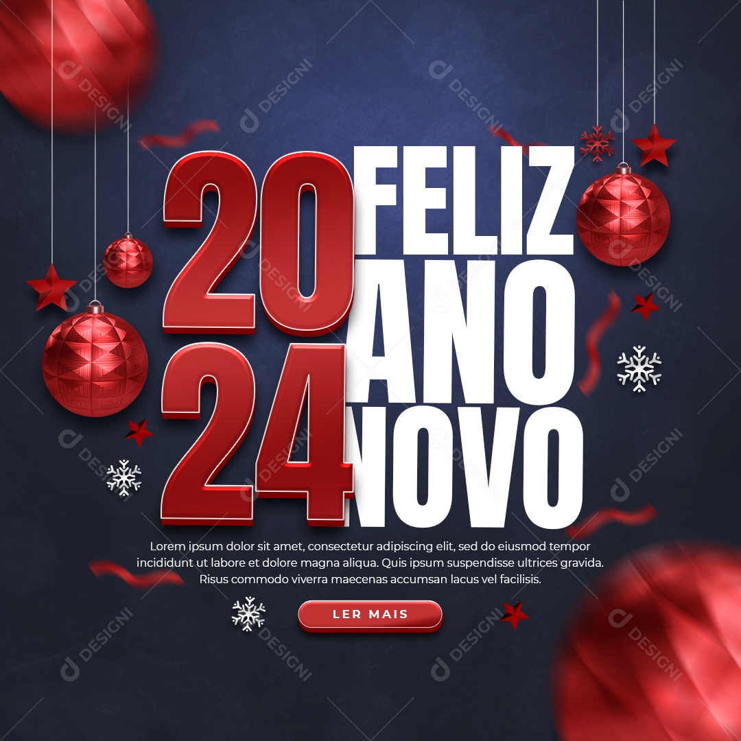 Social Media Feed Feliz Ano Novo 2024 PSD Editável