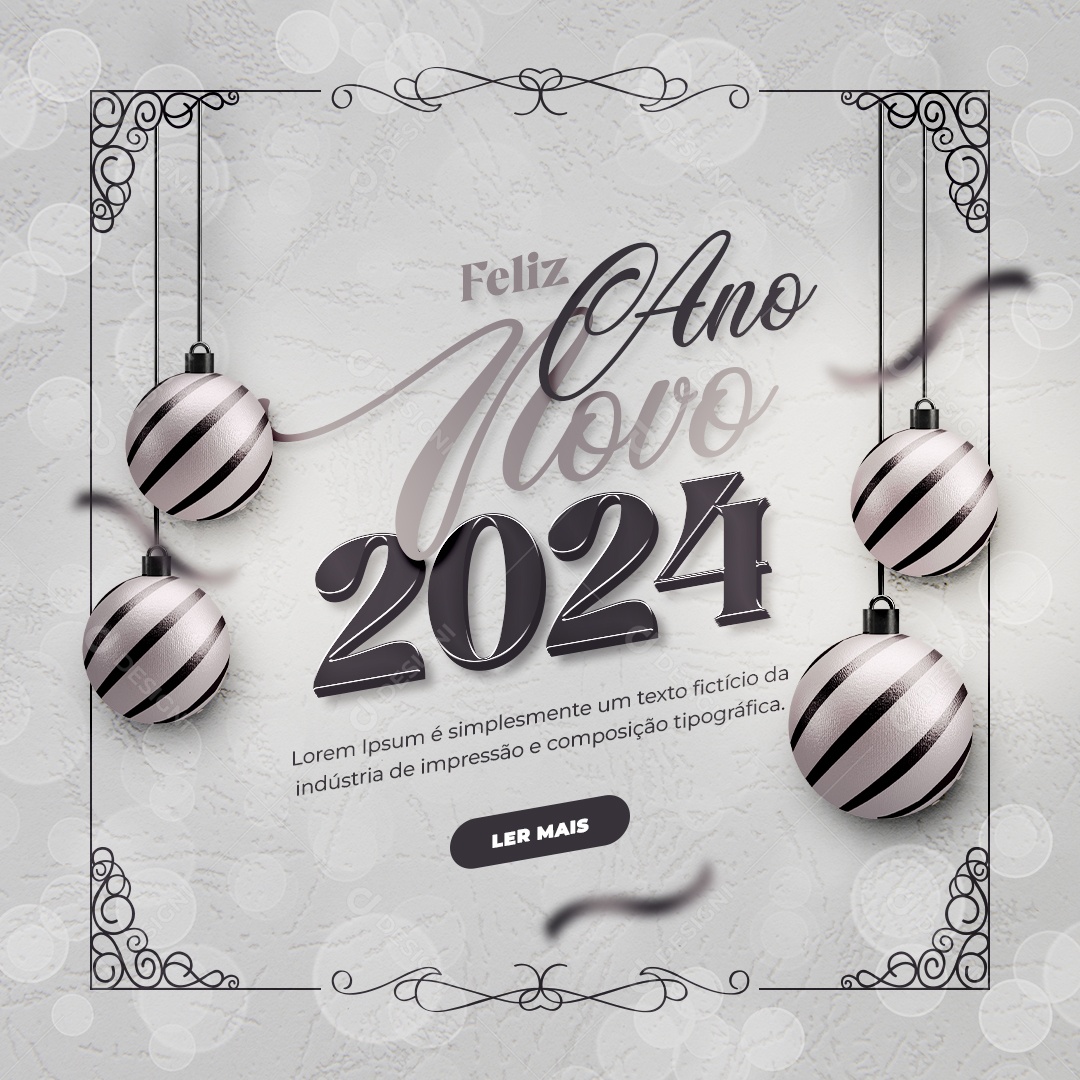 Social Media Feed Feliz Ano Novo 2024 PSD Editável