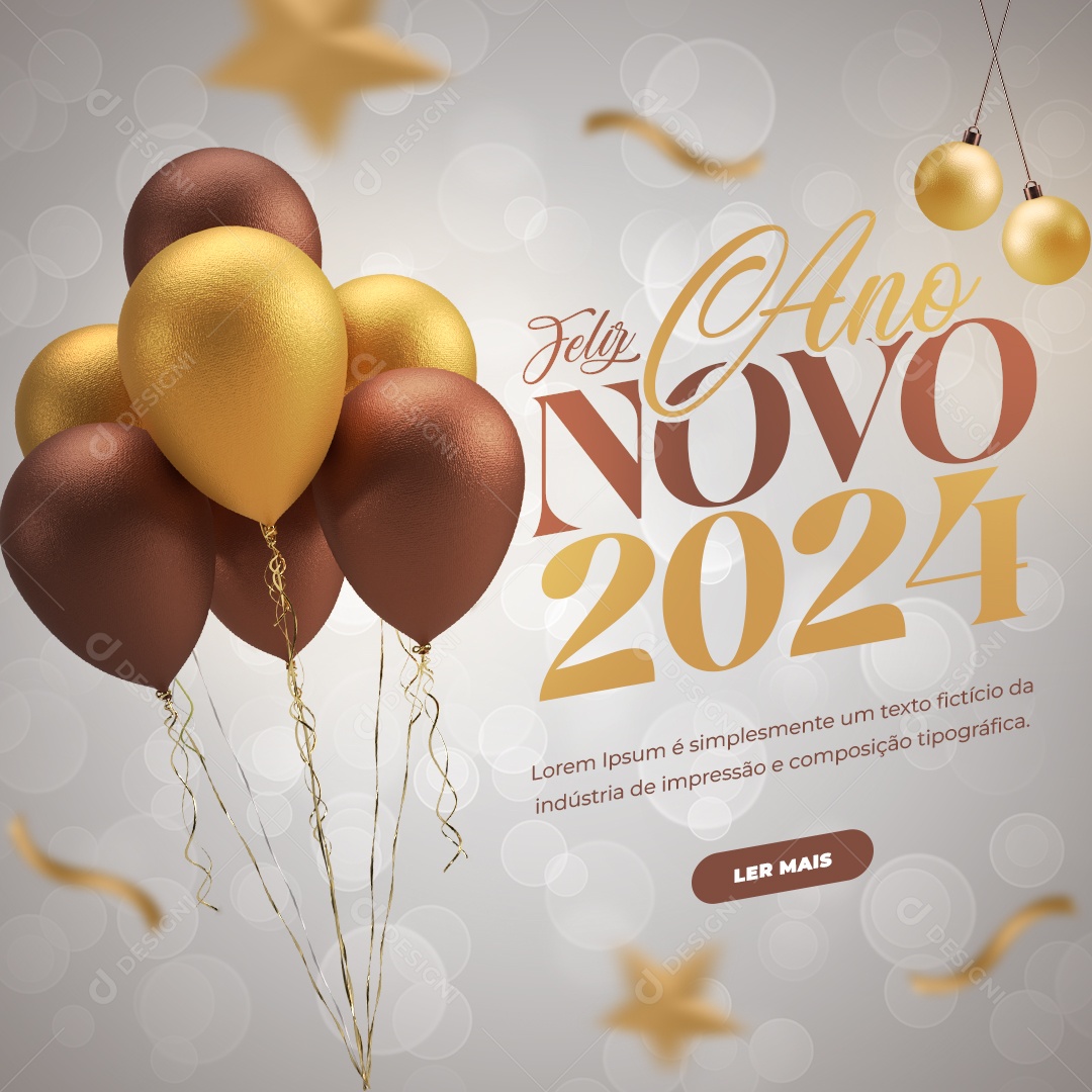 Social Media Feed Feliz Ano Novo 2024 PSD Editável
