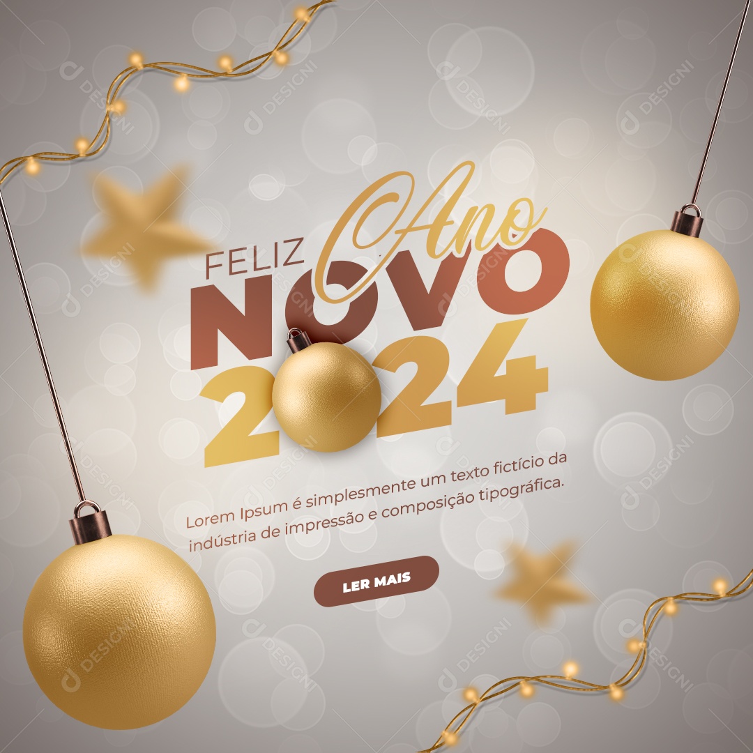 Social Media Feed Feliz Ano Novo 2024 PSD Editável