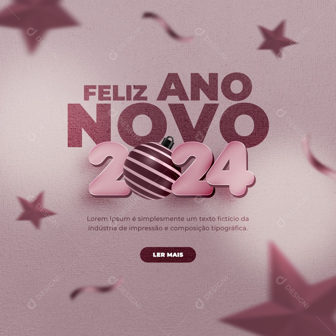 Social Media Feed Feliz Ano Novo 2024 PSD Editável