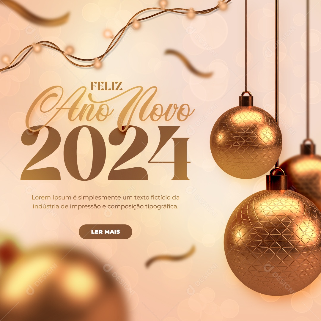 Social Media Feed Happy New Year 2024 PSD Editable