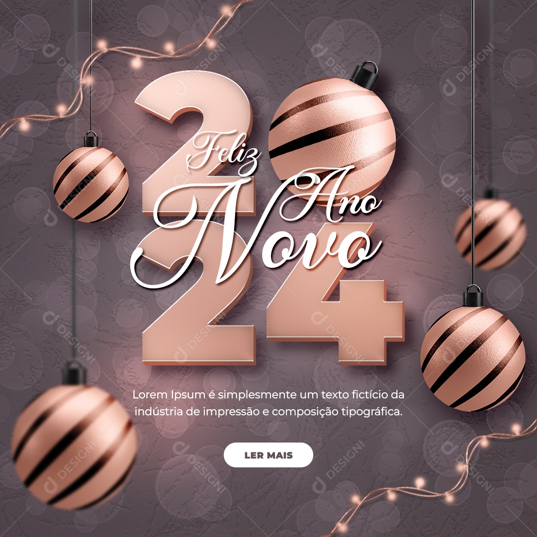 Social Media Feed Feliz Ano Novo 2024 PSD Editável
