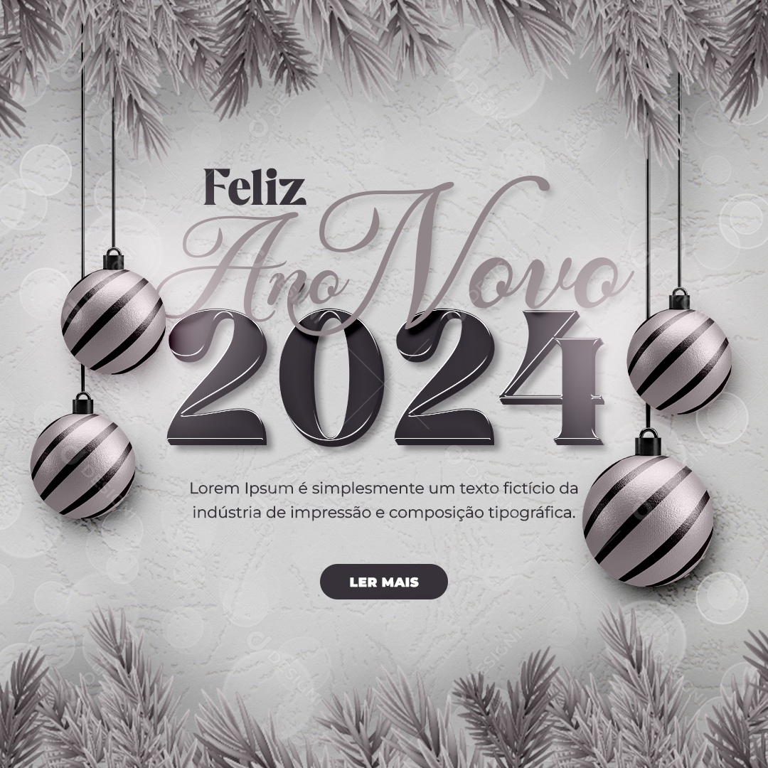 Social Media Feed Feliz Ano Novo 2024 PSD Editável