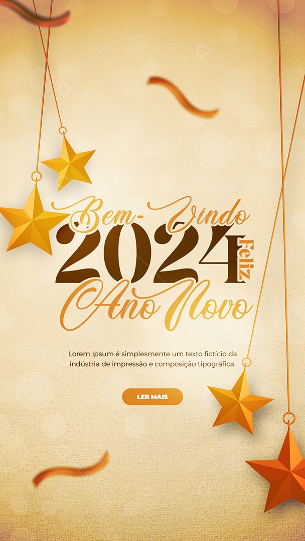 Story Bem Vindo 2024 Feliz Ano Novo Social Media PSD Editável
