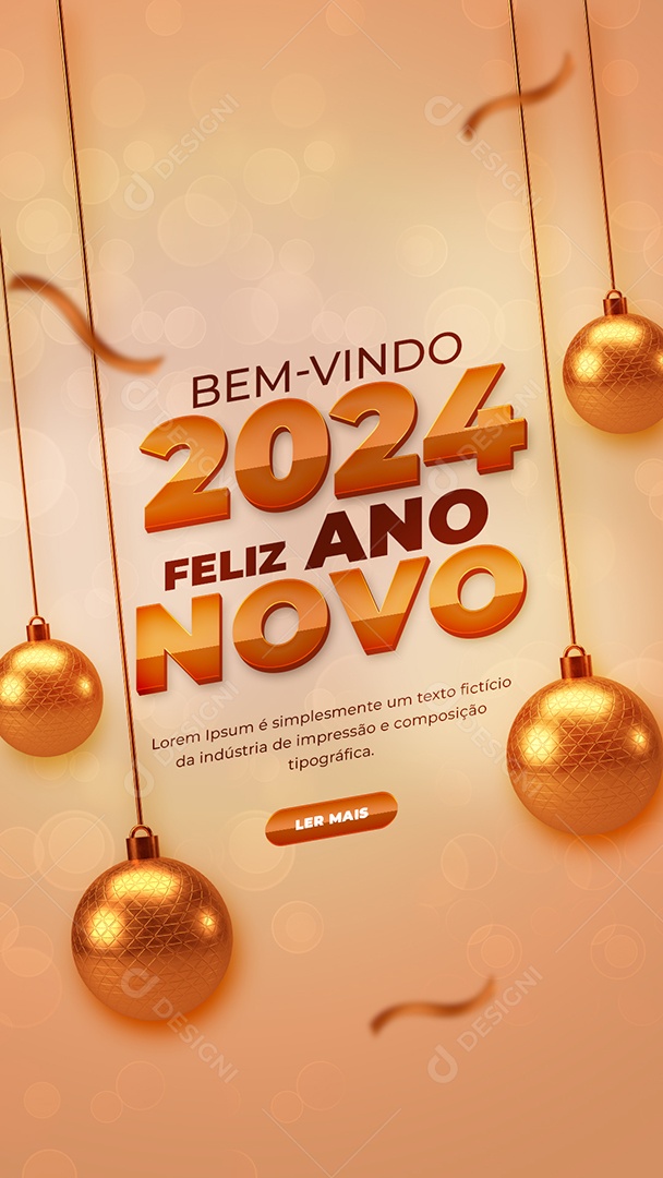 Story Bem Vindo 2024 Feliz Ano Novo Social Media PSD Editável