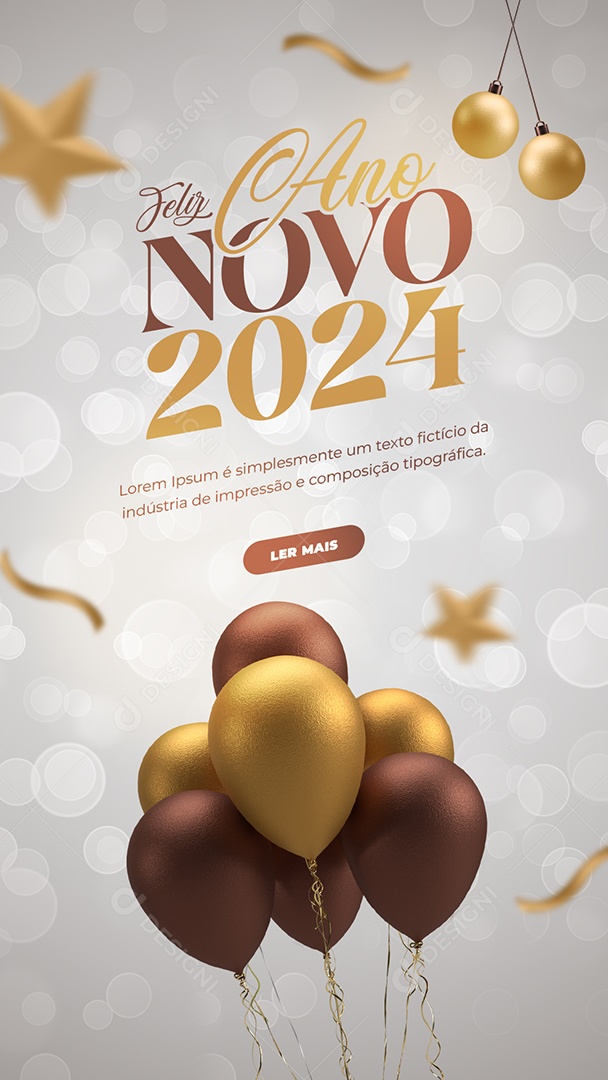 Social Media Feliz Ano Novo 2024 PSD Editável