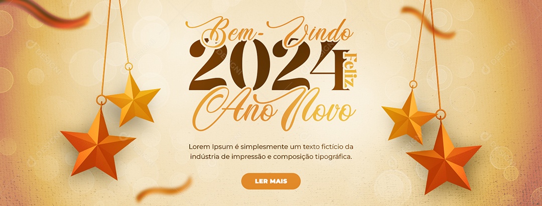 Social Media Banner Bem Vindo 2024 Feliz Ano Novo PSD Editável