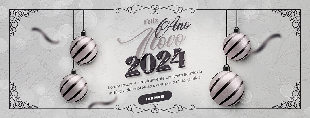 Banner Feliz Ano Novo 2024 Social Media PSD Editável