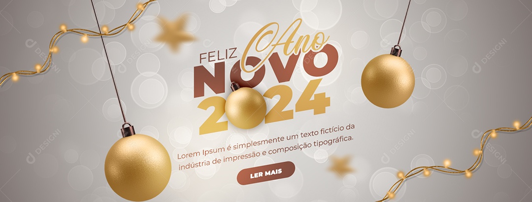 Banner Feliz Ano Novo 2024 Social Media PSD Editável