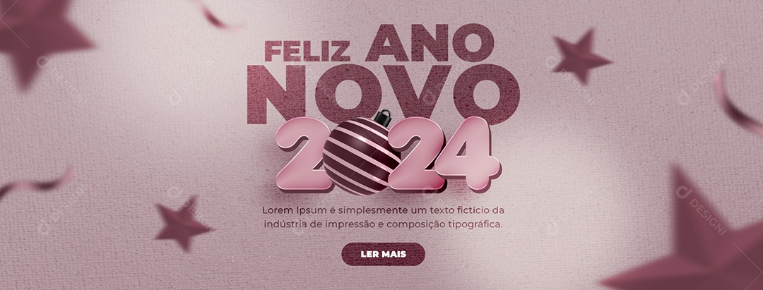 Social Media Banner Feliz Ano Novo 2024 PSD Editável