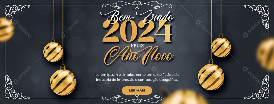 Social Media Banner Bem Vindo 2024 Feliz Ano Novo PSD Editável