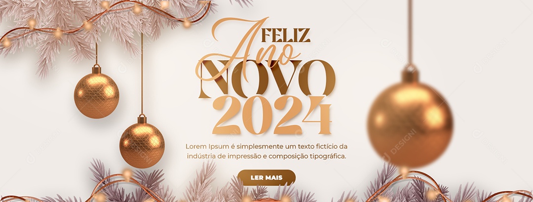 Social Media Banner Feliz Ano Novo 2024 PSD Editável