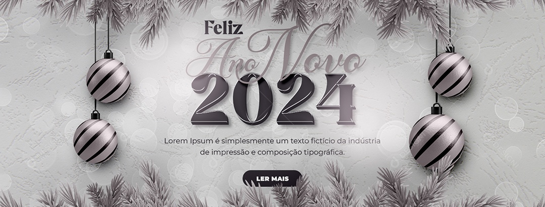 Banner Feliz Ano Novo 2024 Social Media PSD Editável