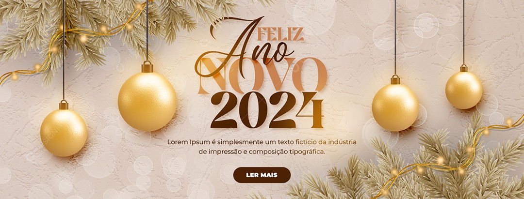 Social Media Banner Feliz Ano Novo 2024 PSD Editável