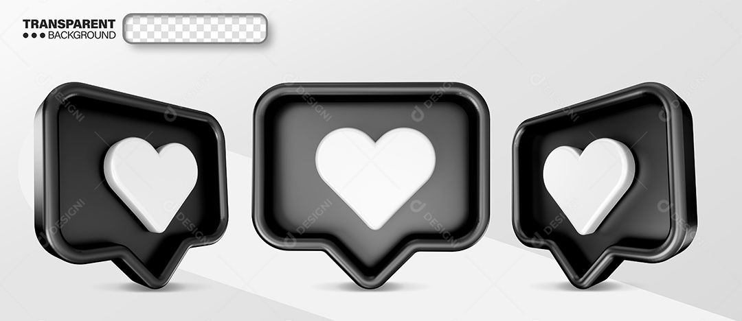 Like Corações Branco Elemento 3D para Composição PSD