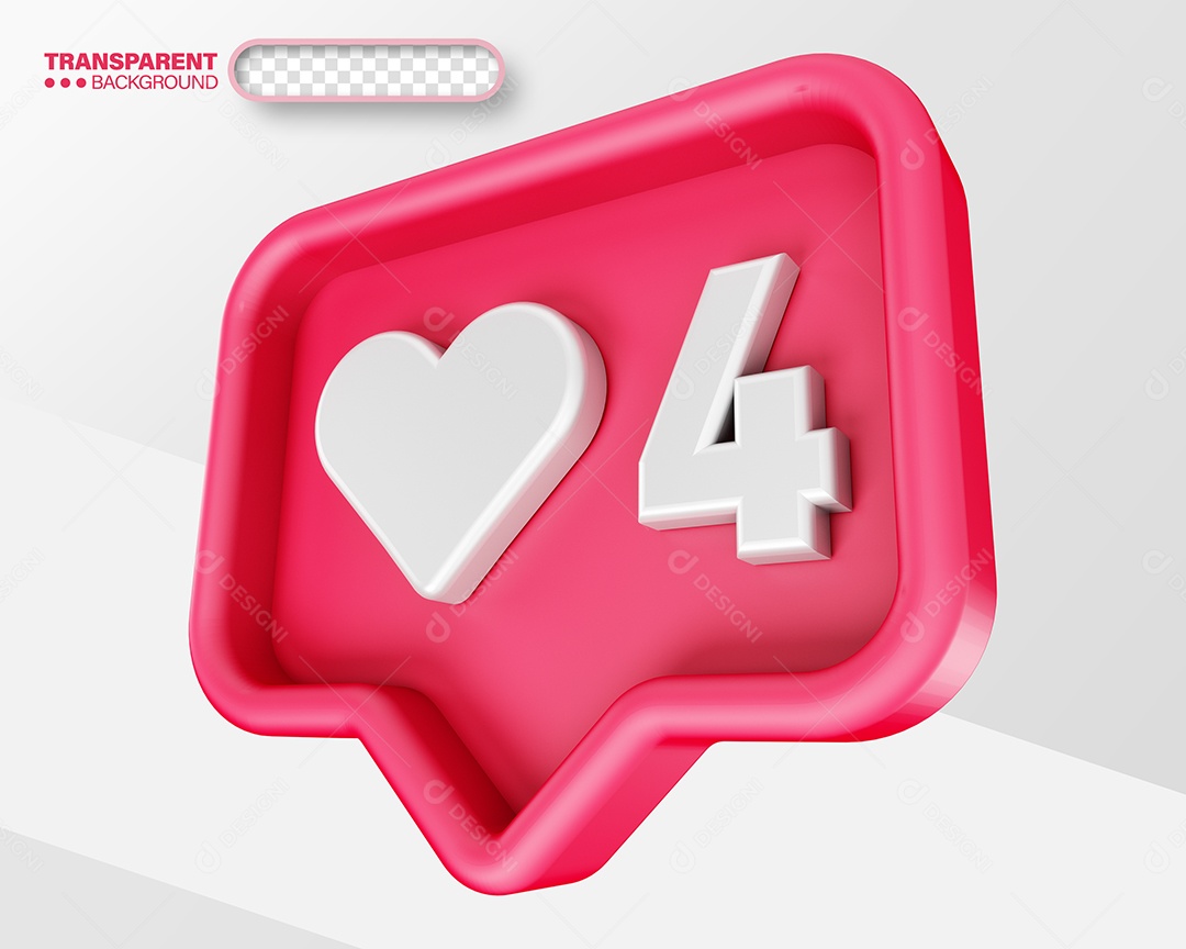 Like Coração 4 Elemento 3D para Composição PSD