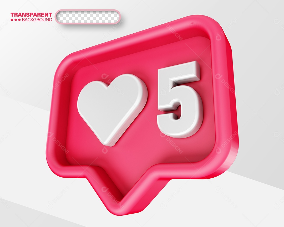 Like Coração 5 Elemento 3D para Composição PSD