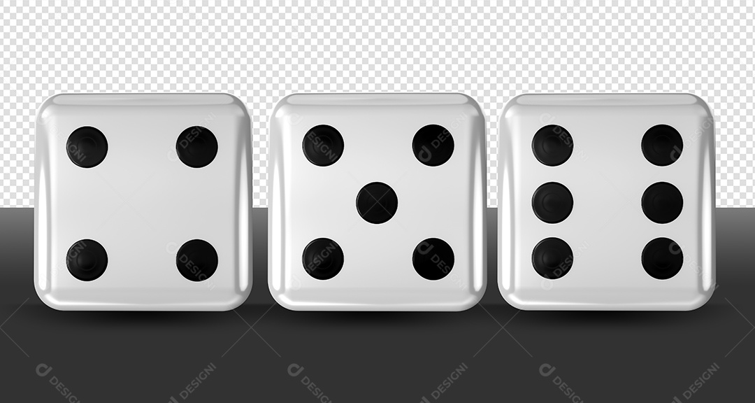 Dados de Jogo Elemento 3D Branco para Composição PSD