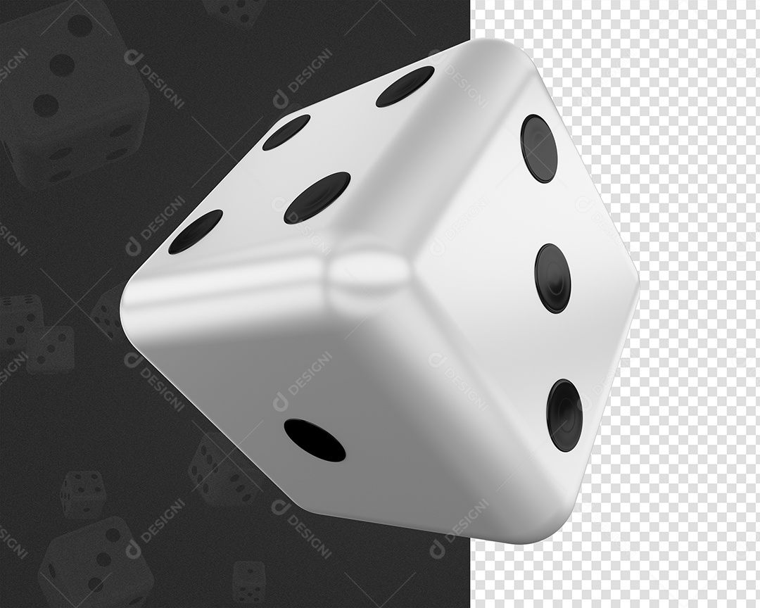 Dado de Jogo Elemento 3D para Composição PSD