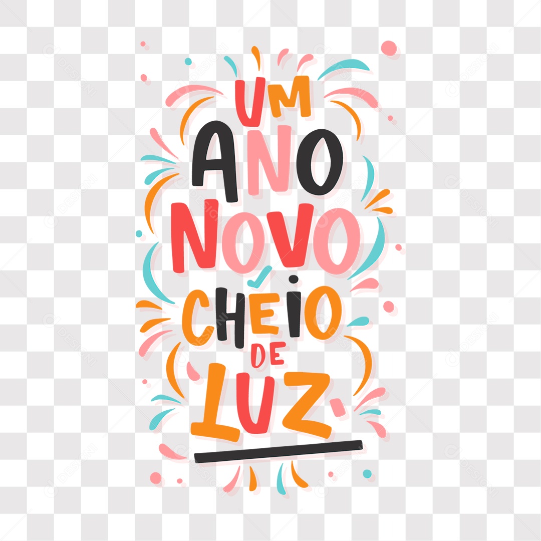 Lettering Um Ano Novo Cheio De Luz EPS + PNG