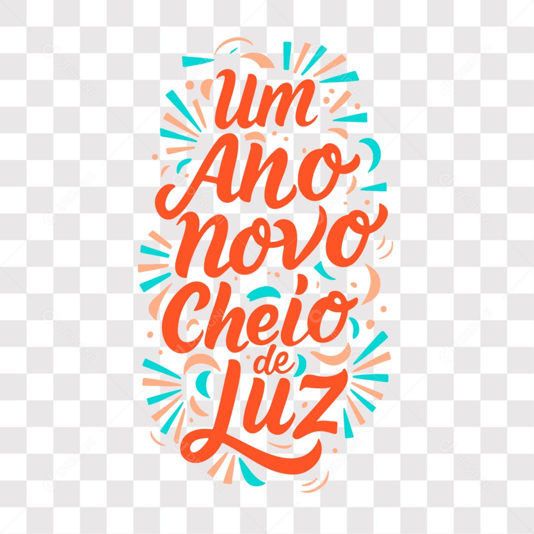 Lettering Um Ano Novo Cheio de Luz Texto Vermelho EPS + PNG