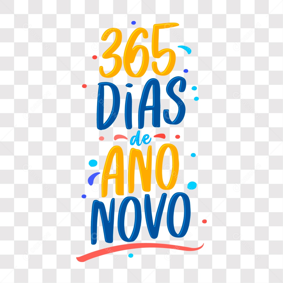 Lettering 365 Duas de Ano Novo Texto Laranja e Azul EPS + PNG