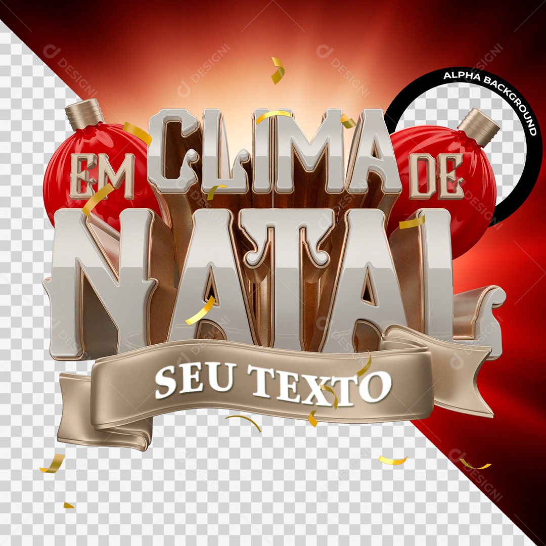 Em Clima De Natal Selo 3D para Composição PSD