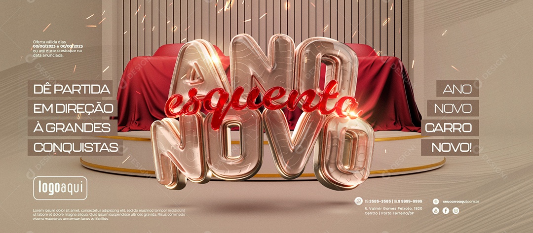 Banner Esquenta Ano Novo Concessionária Ano Novo Carro Novo Social Media PSD Editável