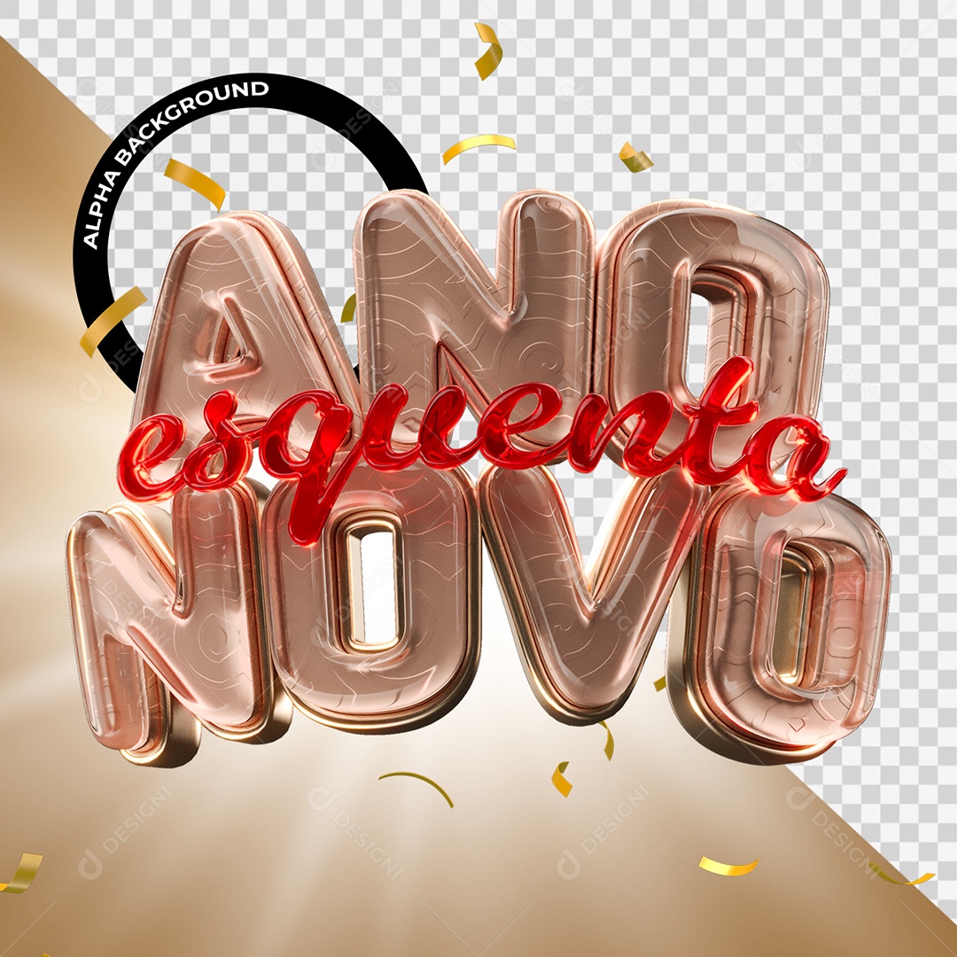 Esquenta Ano Novo Selo 3D Para Composição PSD