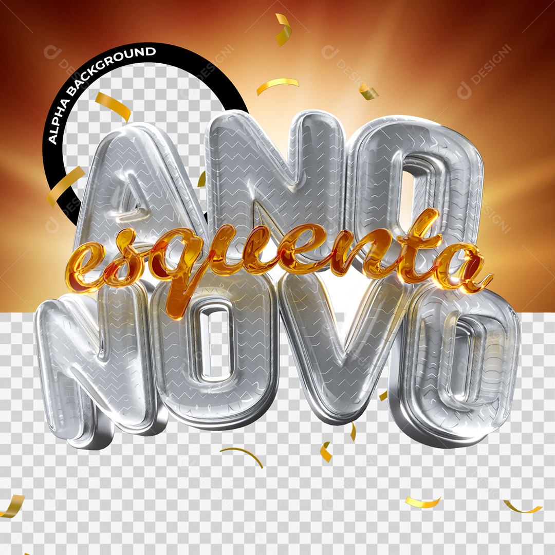 Esquenta Ano Novo Selo 3D Para Composição PSD