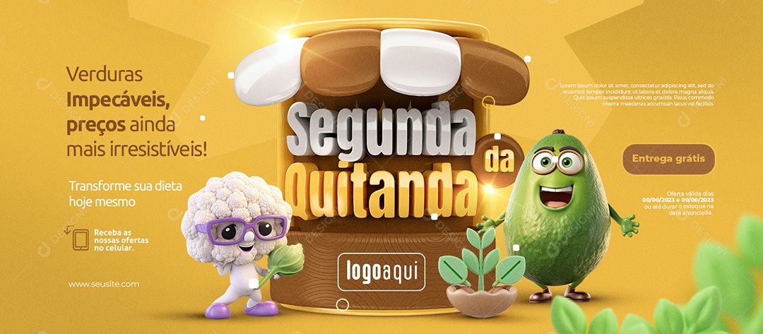 Second Banner from the Greengrocer, Impeccable Vegetables, Even More Irresistible Prices, Editable Social Media PSD