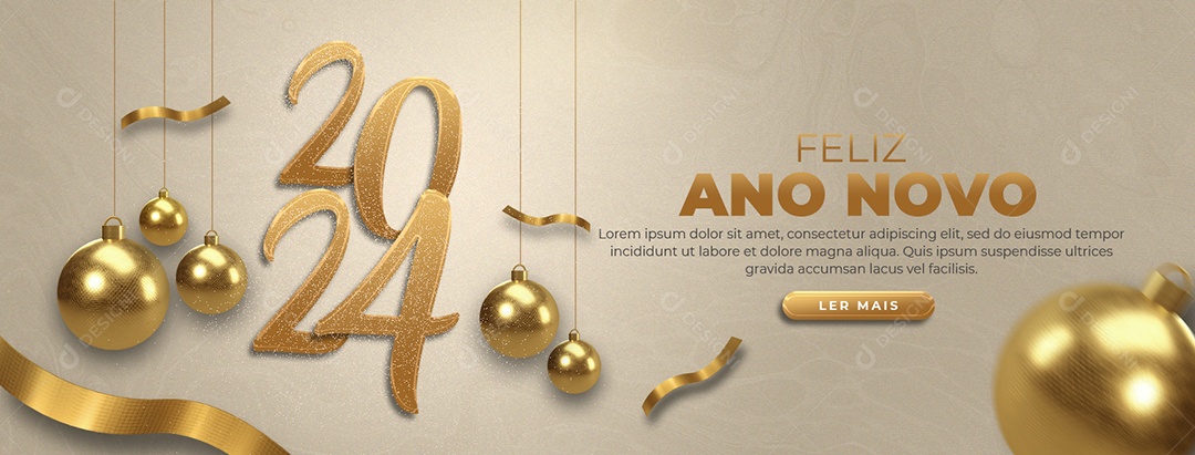 Social Media Banner Feliz Ano Novo 2024 PSD Editável