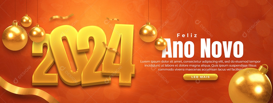 Social Media Banner 2024 Feliz Ano Novo PSD Editável